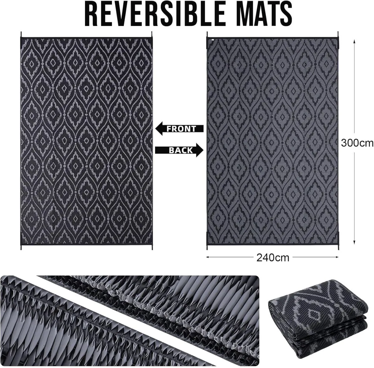 Waterproof Outdoor Rug 240 x 300 cm UV Resistant - Image 2