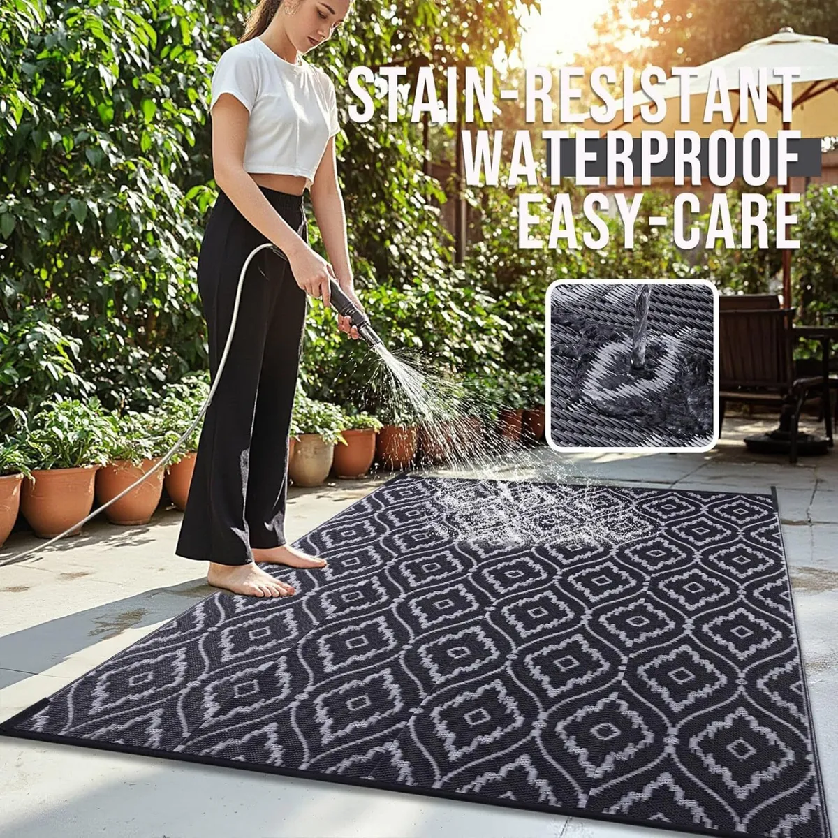 Waterproof Outdoor Rug 240 x 300 cm UV Resistant - Image 3