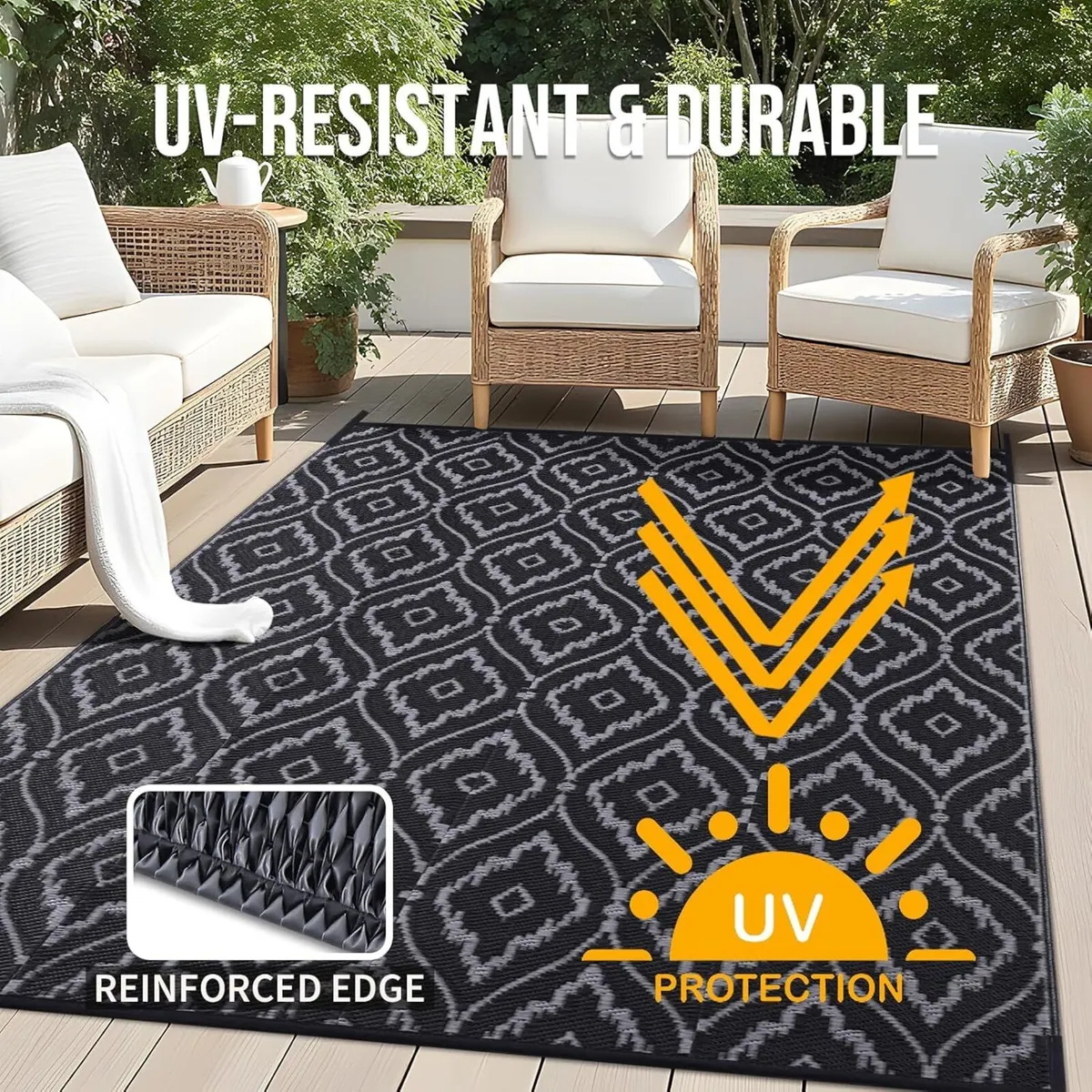 Waterproof Outdoor Rug 240 x 300 cm UV Resistant - Image 4