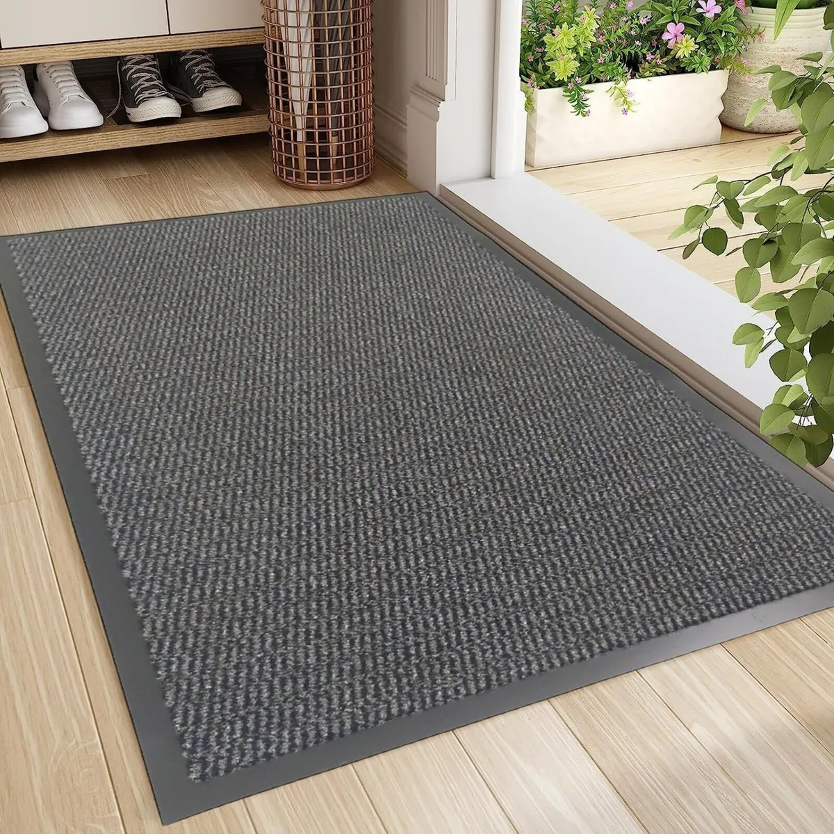 Large PVC Edge Rugs Heavy Duty Non Slip Grey - Image 3
