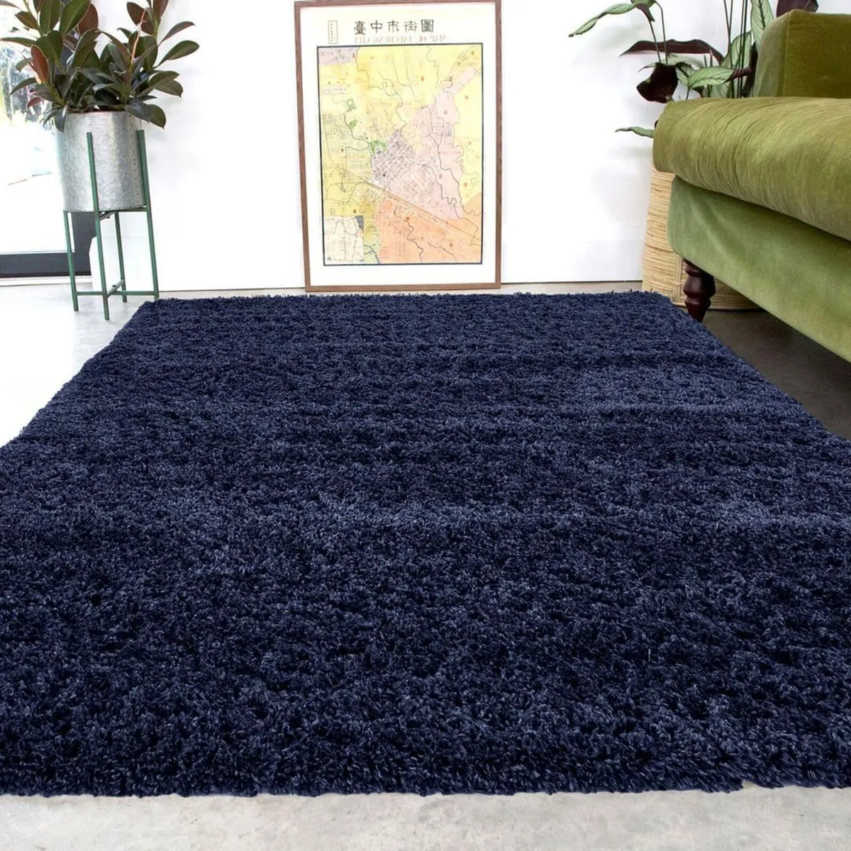 Super Soft Shaggy Living Room Navy Area Rugs - Image 1