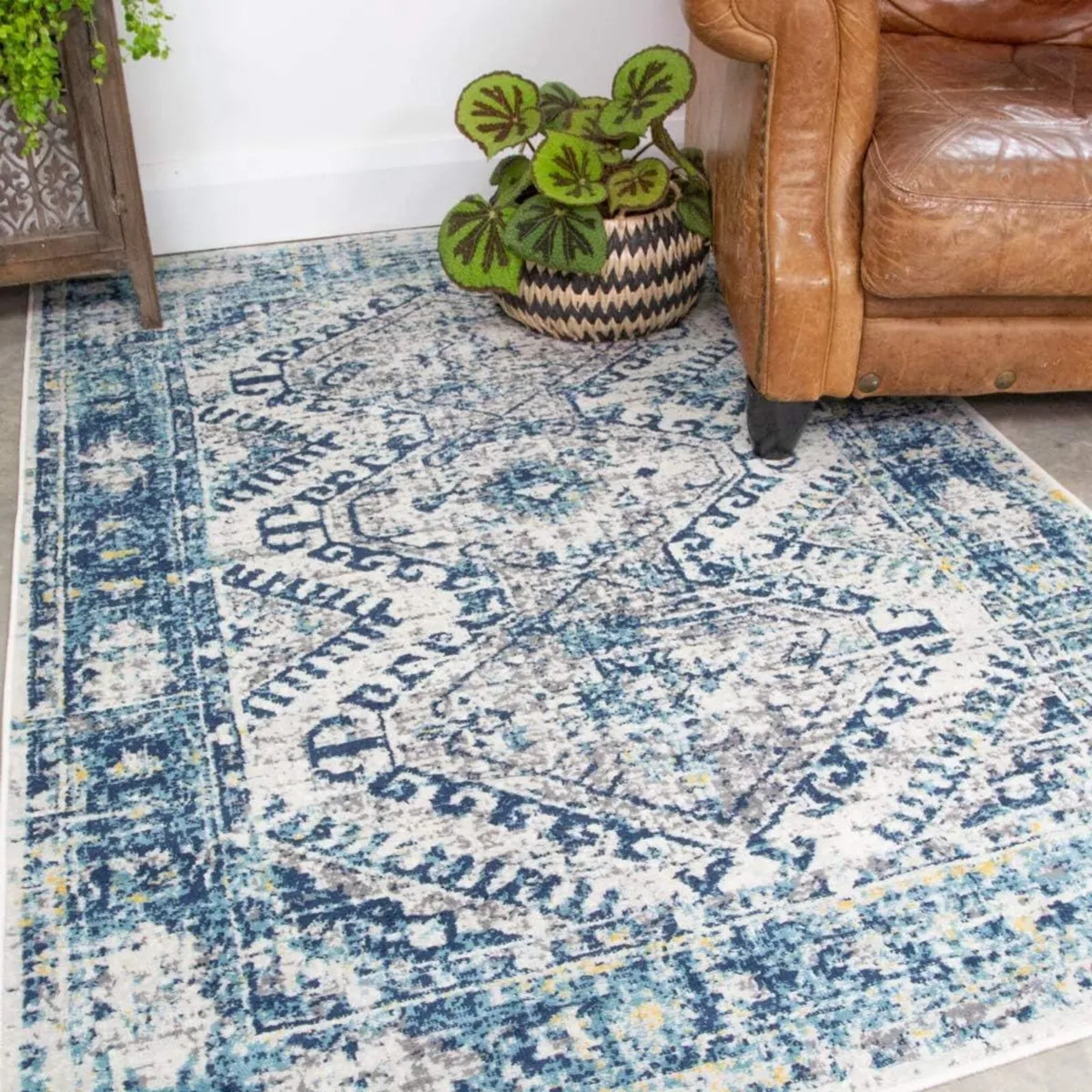 Extra Large Traditional Navy Blue Aztec Rug - Image 1