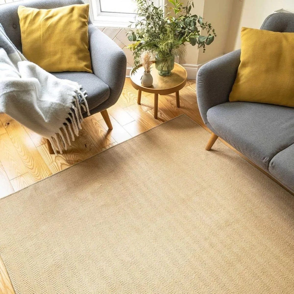 Sustainable Herringbone Soft Natural Jute Area - Image 2