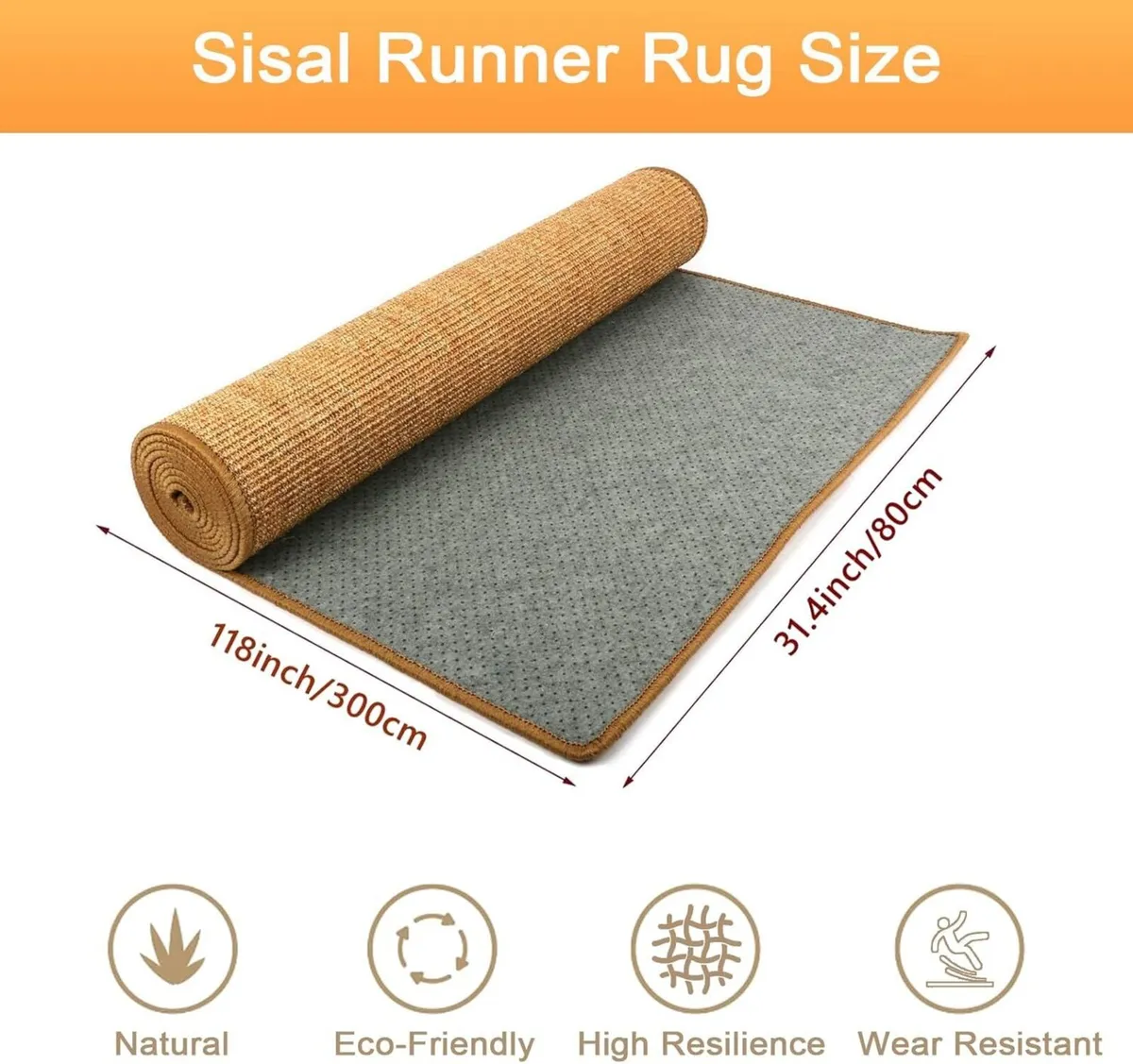 Sisal Runner Rug 300x80cm Woven Carpet Extra Long - Image 2