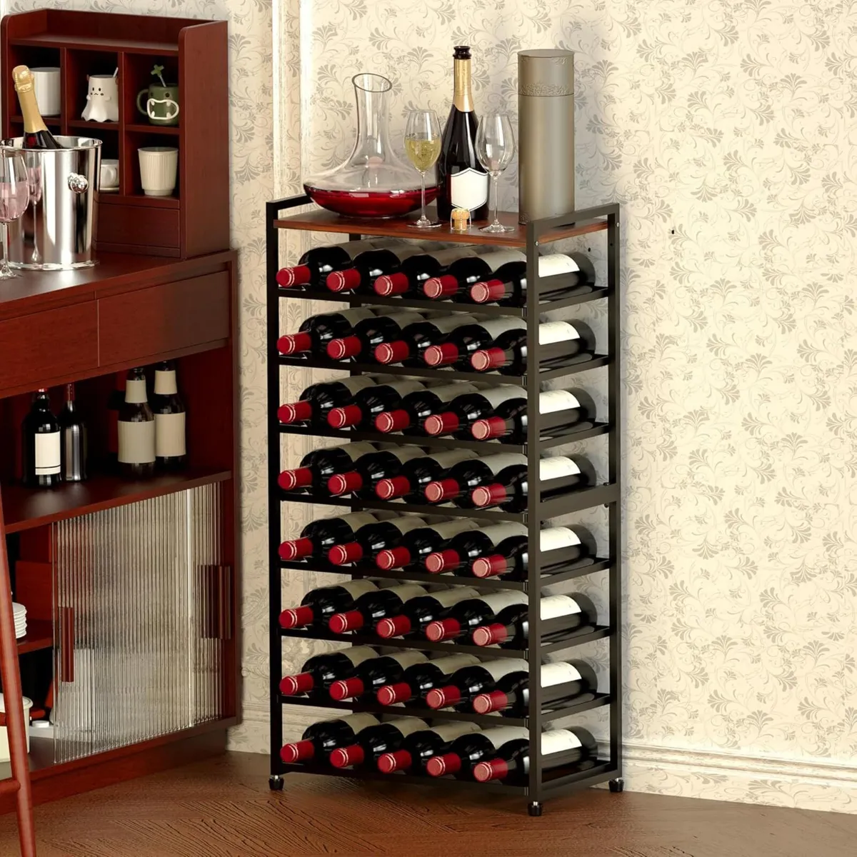 40 Bottle Wine Rack Freestanding Floor 8-Tier - Image 1