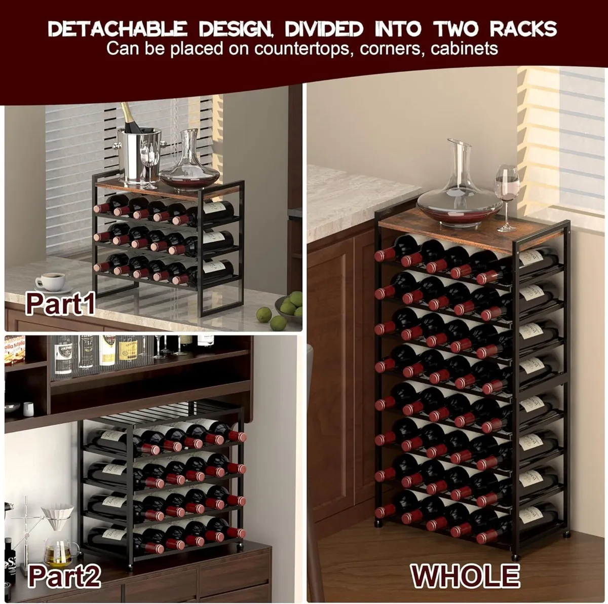 40 Bottle Wine Rack Freestanding Floor 8-Tier - Image 3