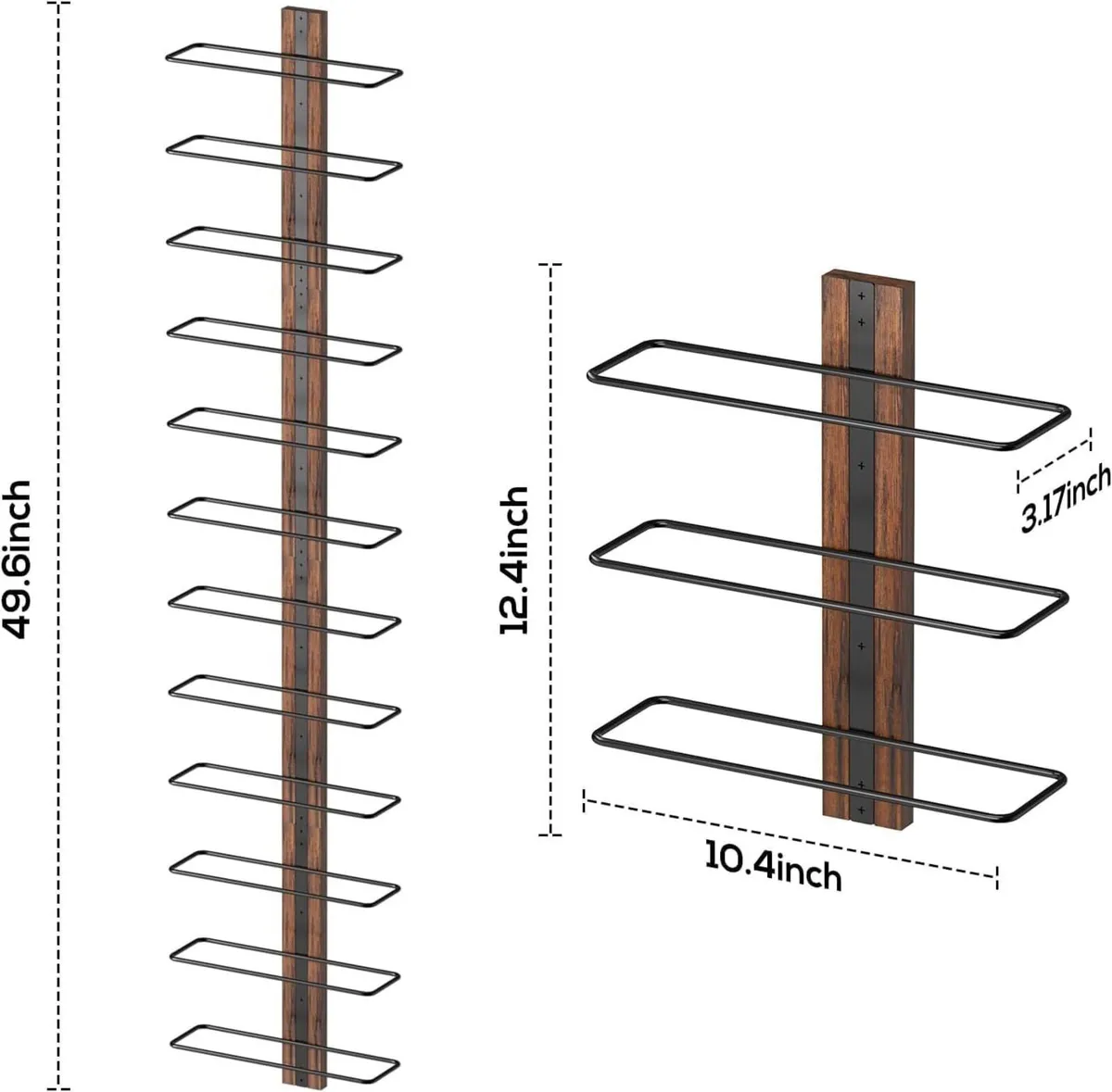 Wall Mounted Wine Rack for 12 Bottles Wood Holder - Image 3
