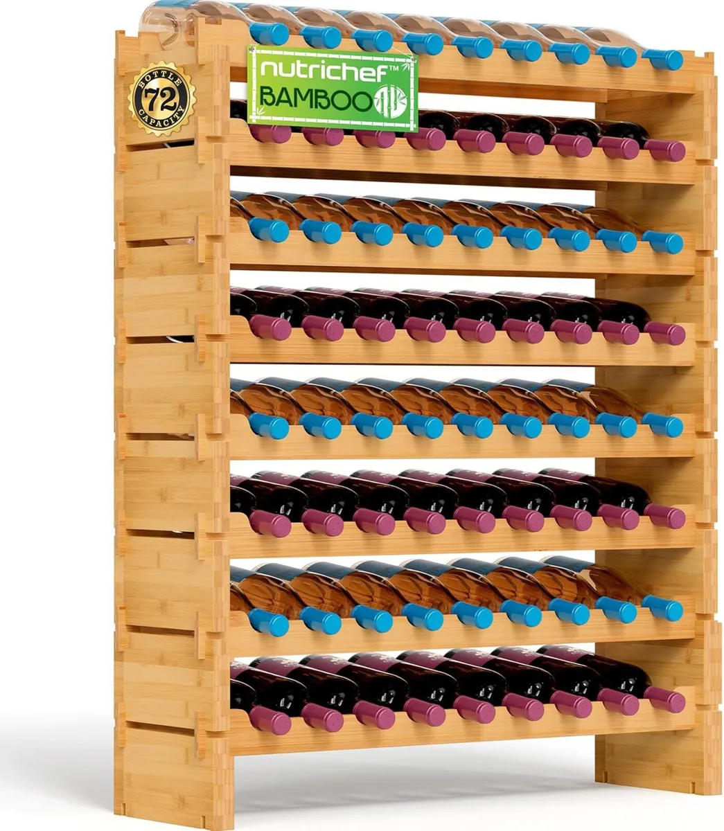 Bamboo Wine Rack Freestanding 8-Tier 72 Bottle - Image 1