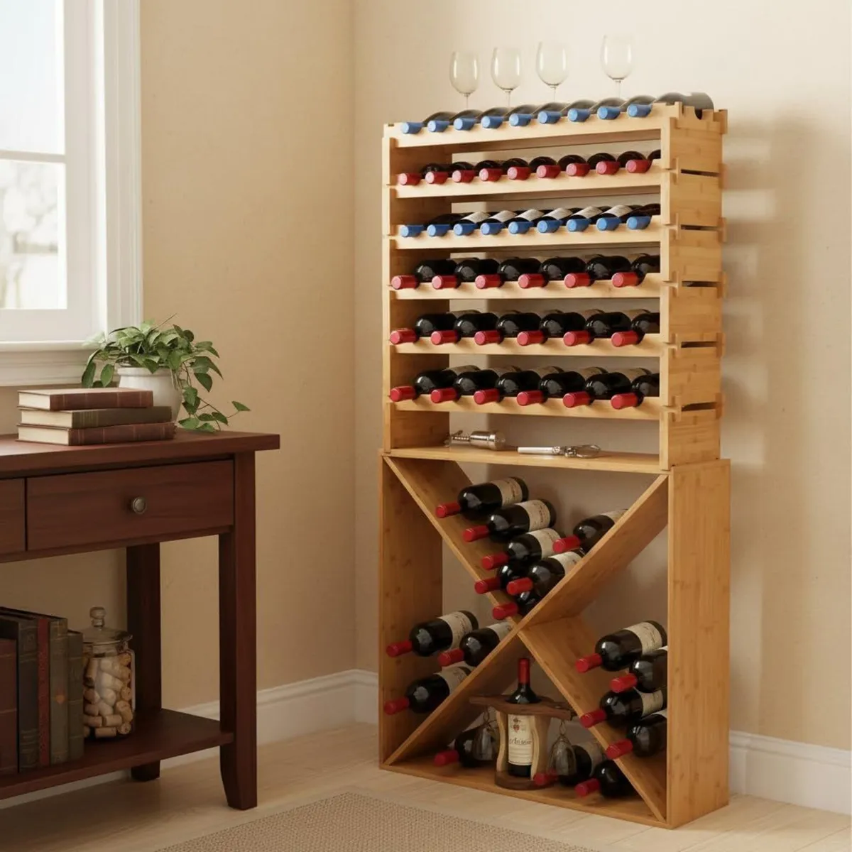Bamboo Wine Rack Freestanding 8-Tier 72 Bottle - Image 2