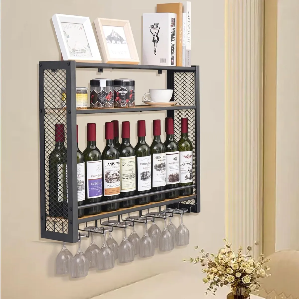3-Tier New Improved Wall Mounted Wine Rack - Image 1