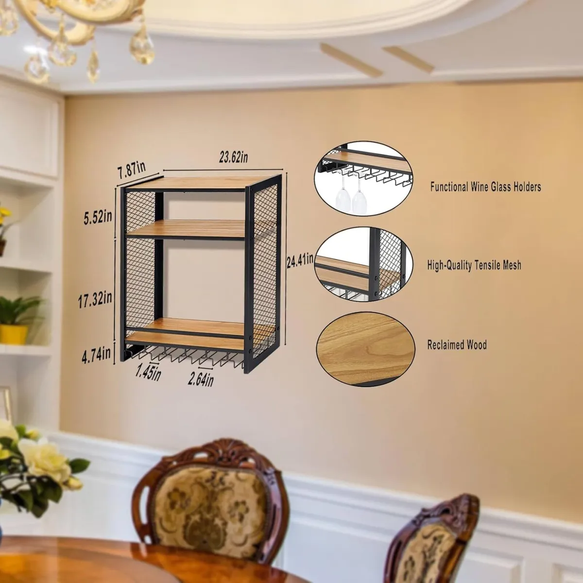 3-Tier New Improved Wall Mounted Wine Rack - Image 2