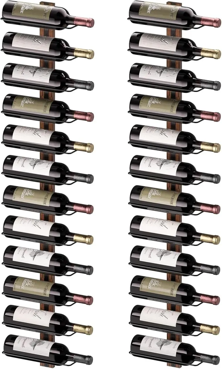 Wine Rack Wall Mounted for 24 Bottles Wood Racks - Image 1