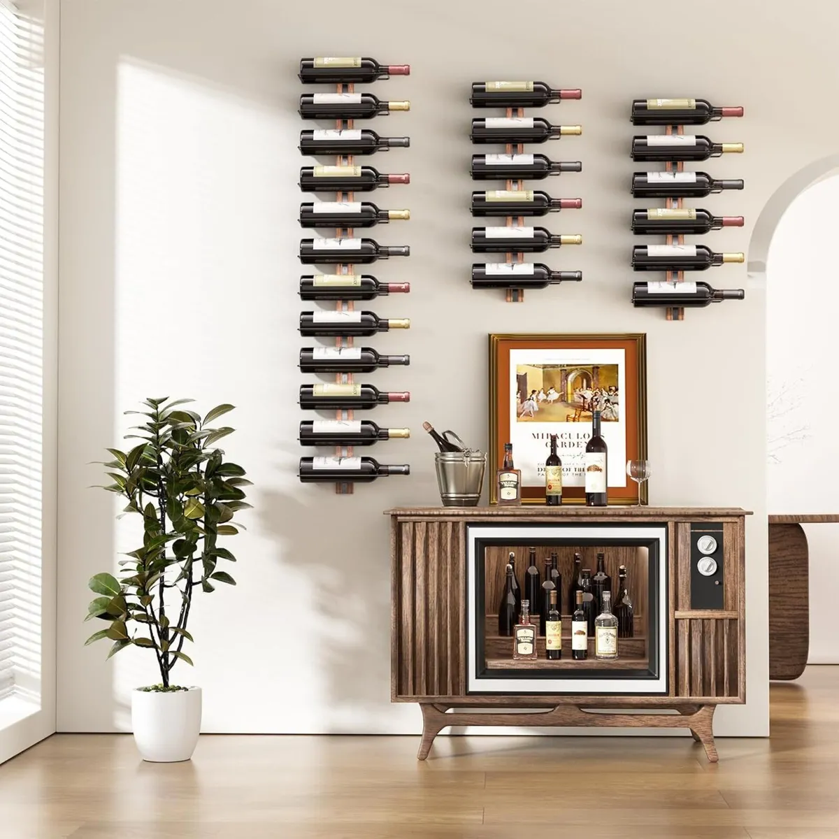 Wine Rack Wall Mounted for 24 Bottles Wood Racks - Image 2
