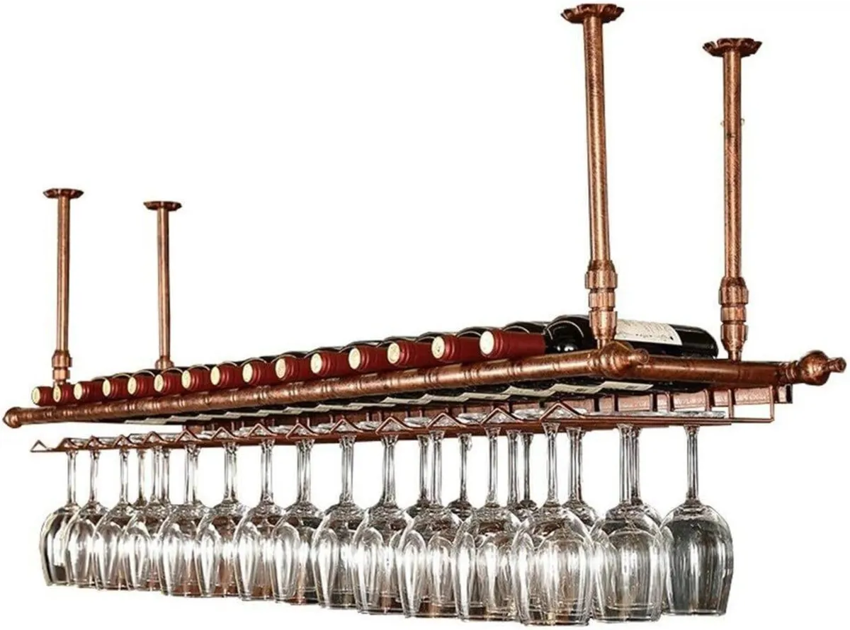 Wine Rack Ceiling Racks Hanging Glass Holder - Image 1