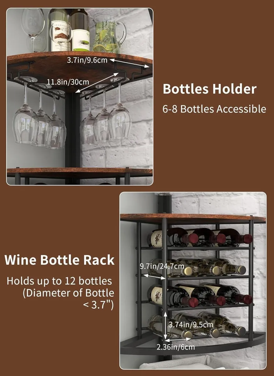 Corner Wine Rack Free Standing Bar Cabinet with - Image 3