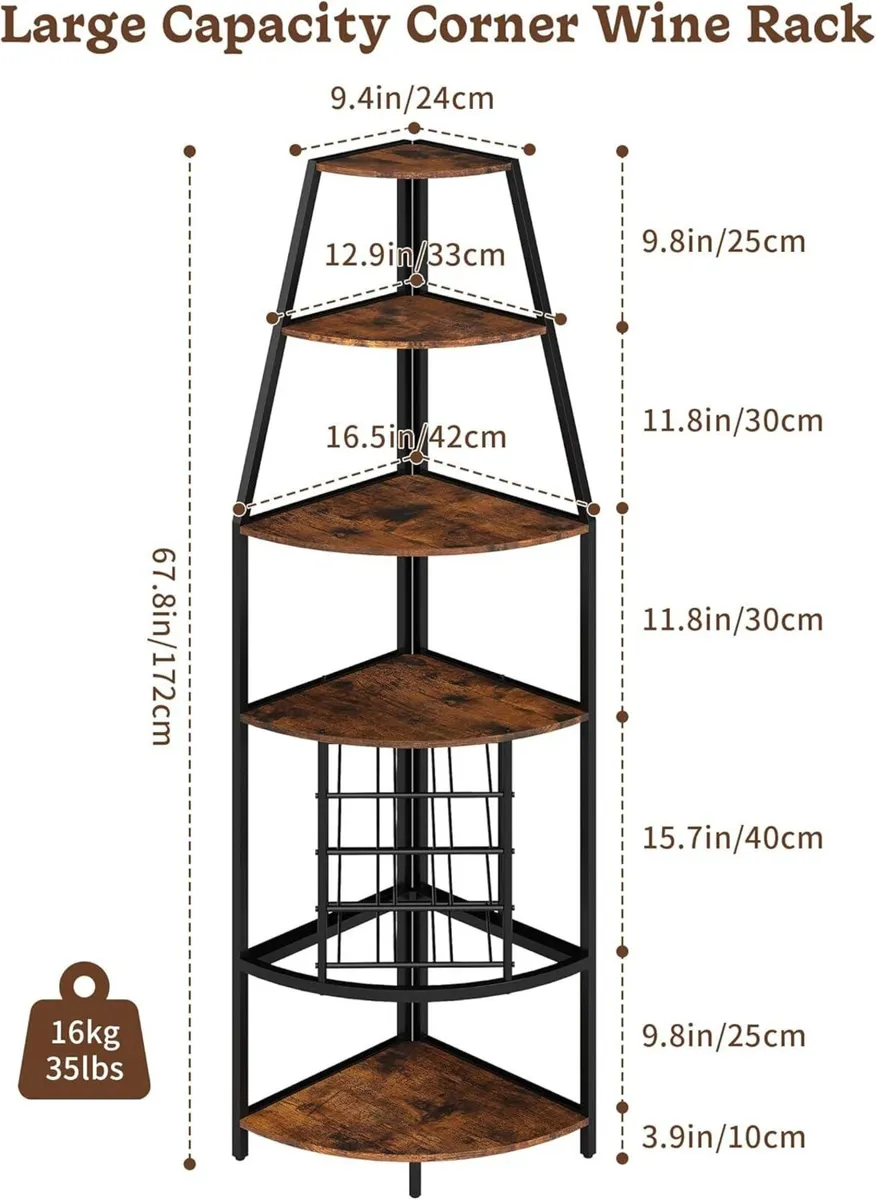 Corner Wine Rack Free Standing Bar Cabinet with - Image 2