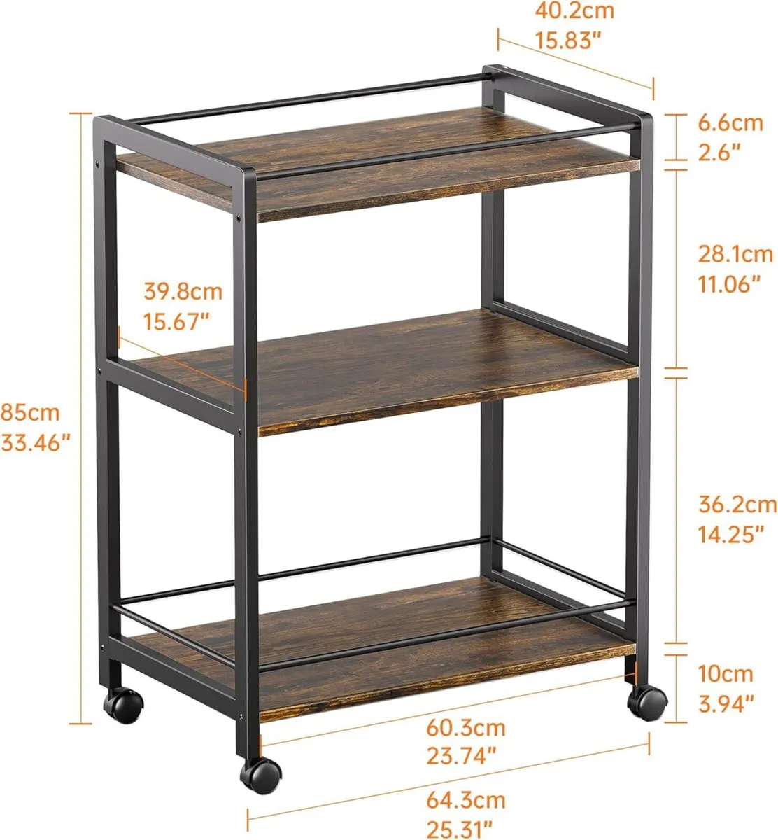 Bar Cart for the Home Serving with Wheels and - Image 3