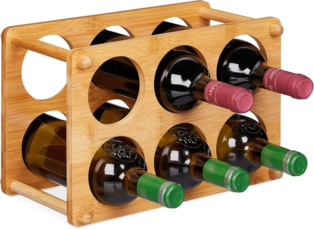 Bamboo Wine Rack 6 Bottles Capacity Arch-Shape - Image 1
