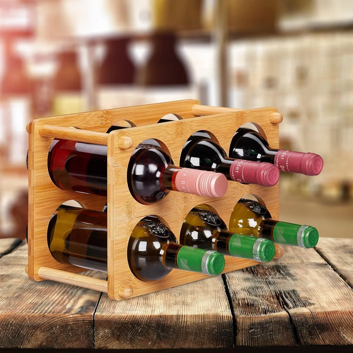 Bamboo Wine Rack 6 Bottles Capacity Arch-Shape - Image 2