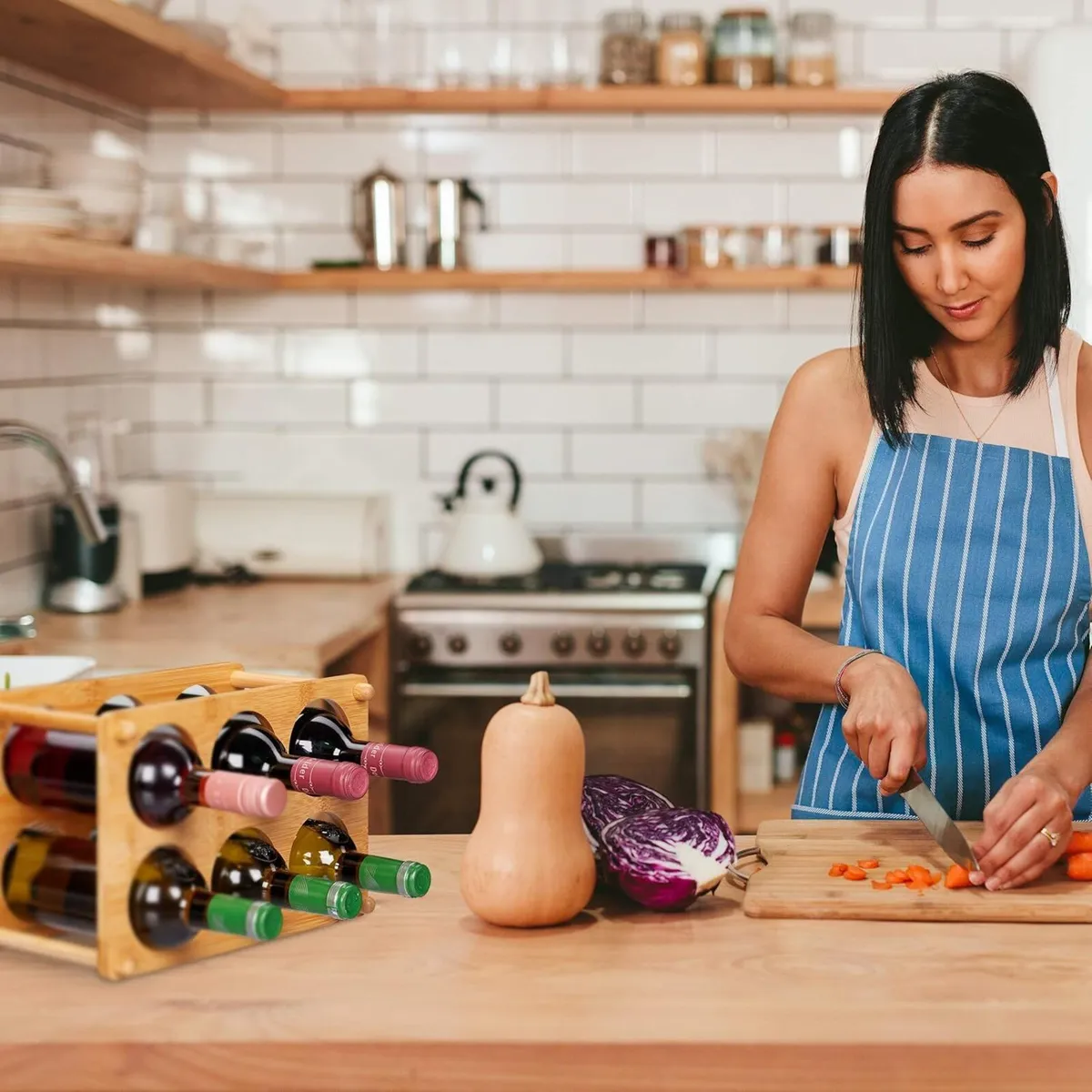 Bamboo Wine Rack 6 Bottles Capacity Arch-Shape - Image 4