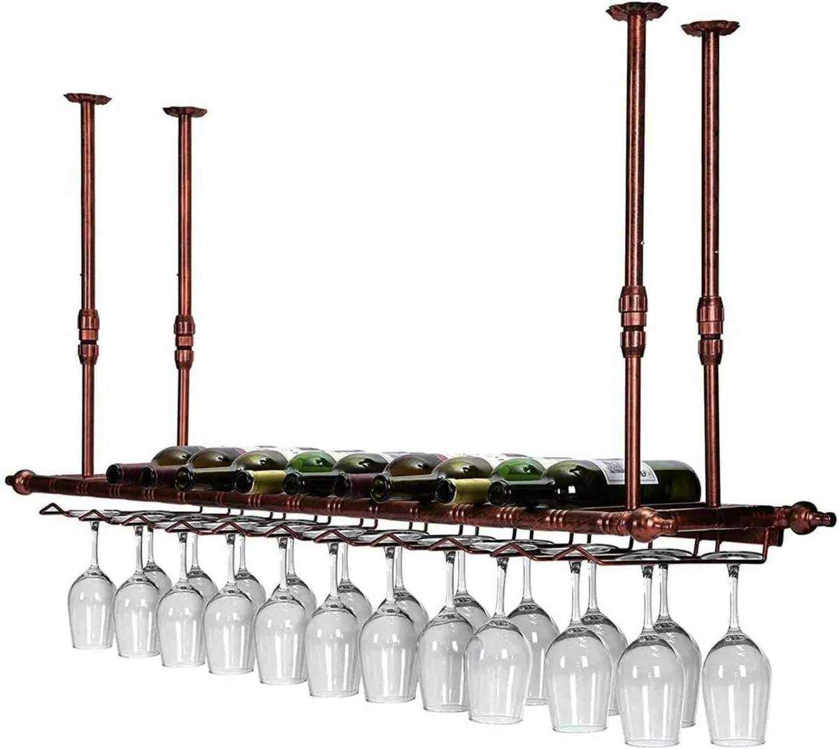 Wine Glass Rack Hanging Bottle Holder Vintage - Image 1