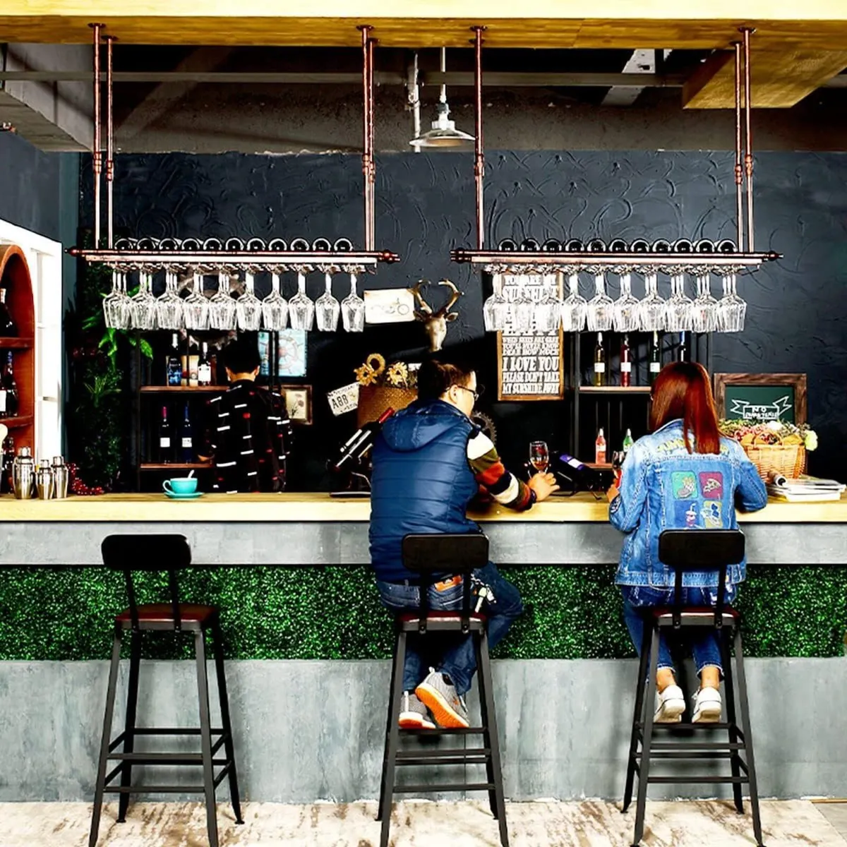 Wine Glass Rack Hanging Bottle Holder Vintage - Image 2