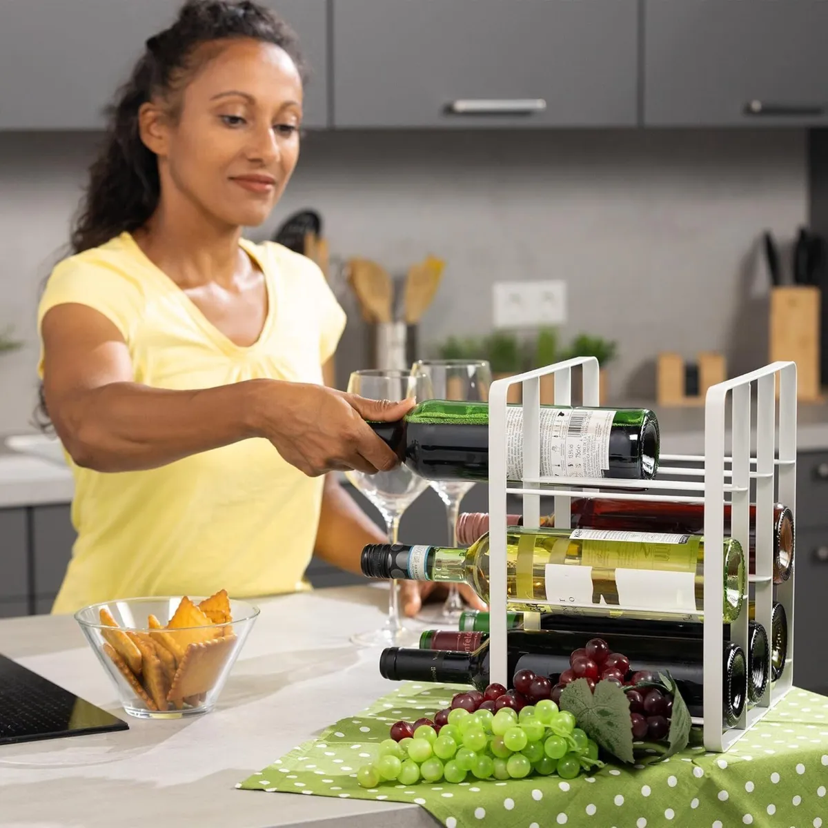 Metal Wine Rack 9 Bottles Powder-Coated Iron 30 x - Image 2