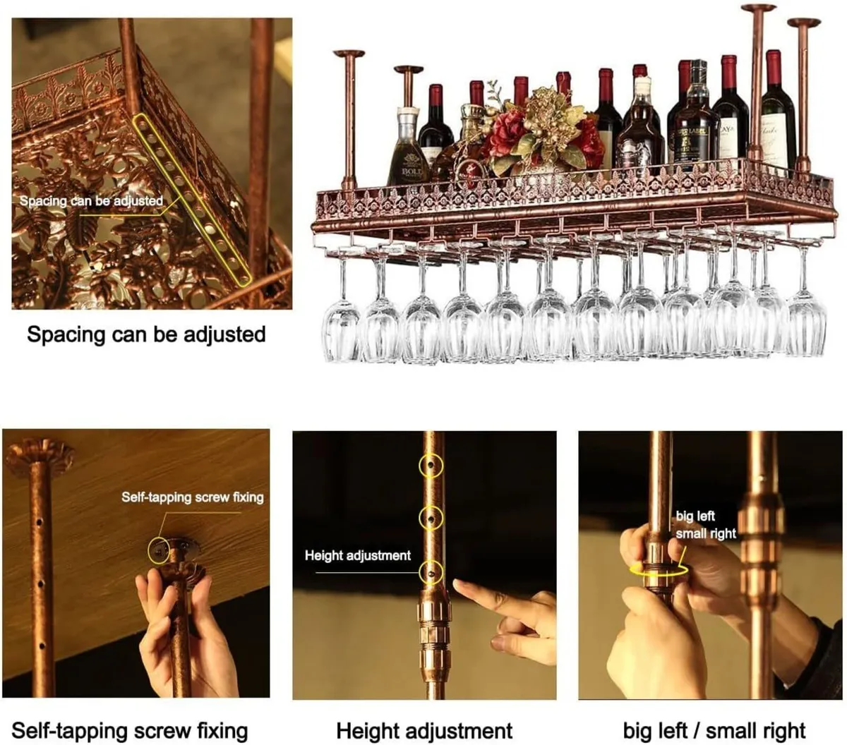 Upside down wine rack simple style iron hanging - Image 4