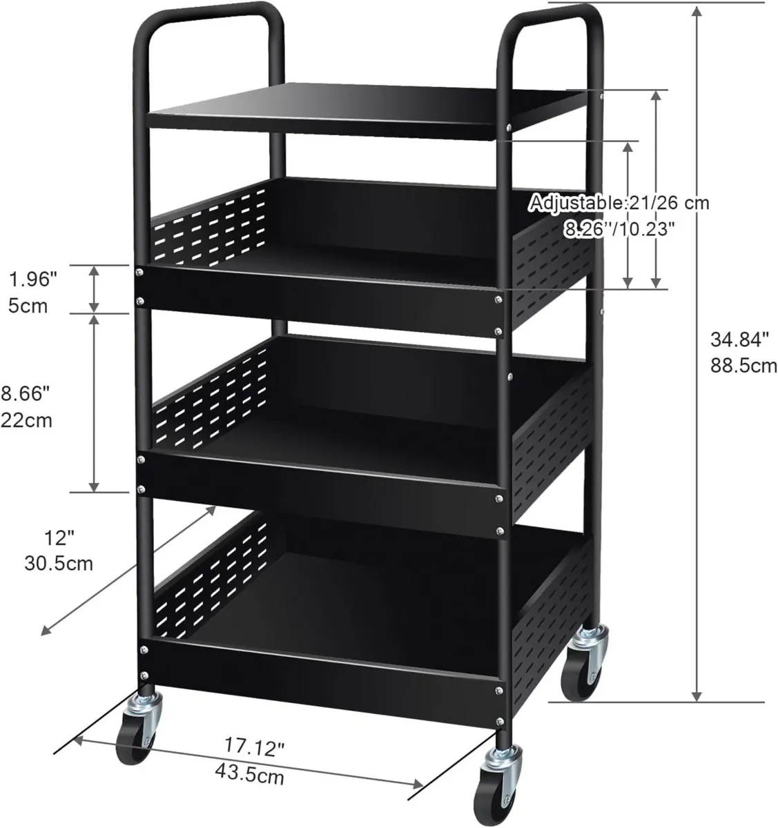 STABLE 4-Tier Rolling Utility Cart Heavy Duty - Image 2