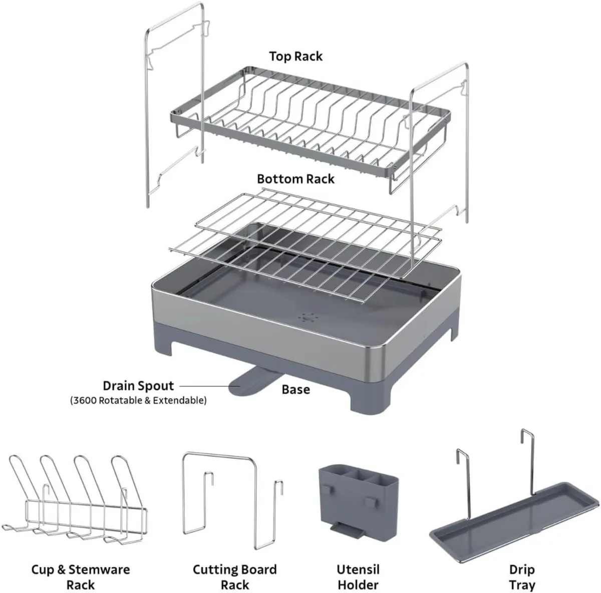 2 Tier Stainless Steel Dish Rack - Image 3