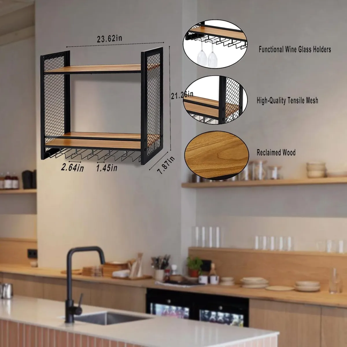 2-Tier New Improved Wall Mounted Wine Rack - Image 2