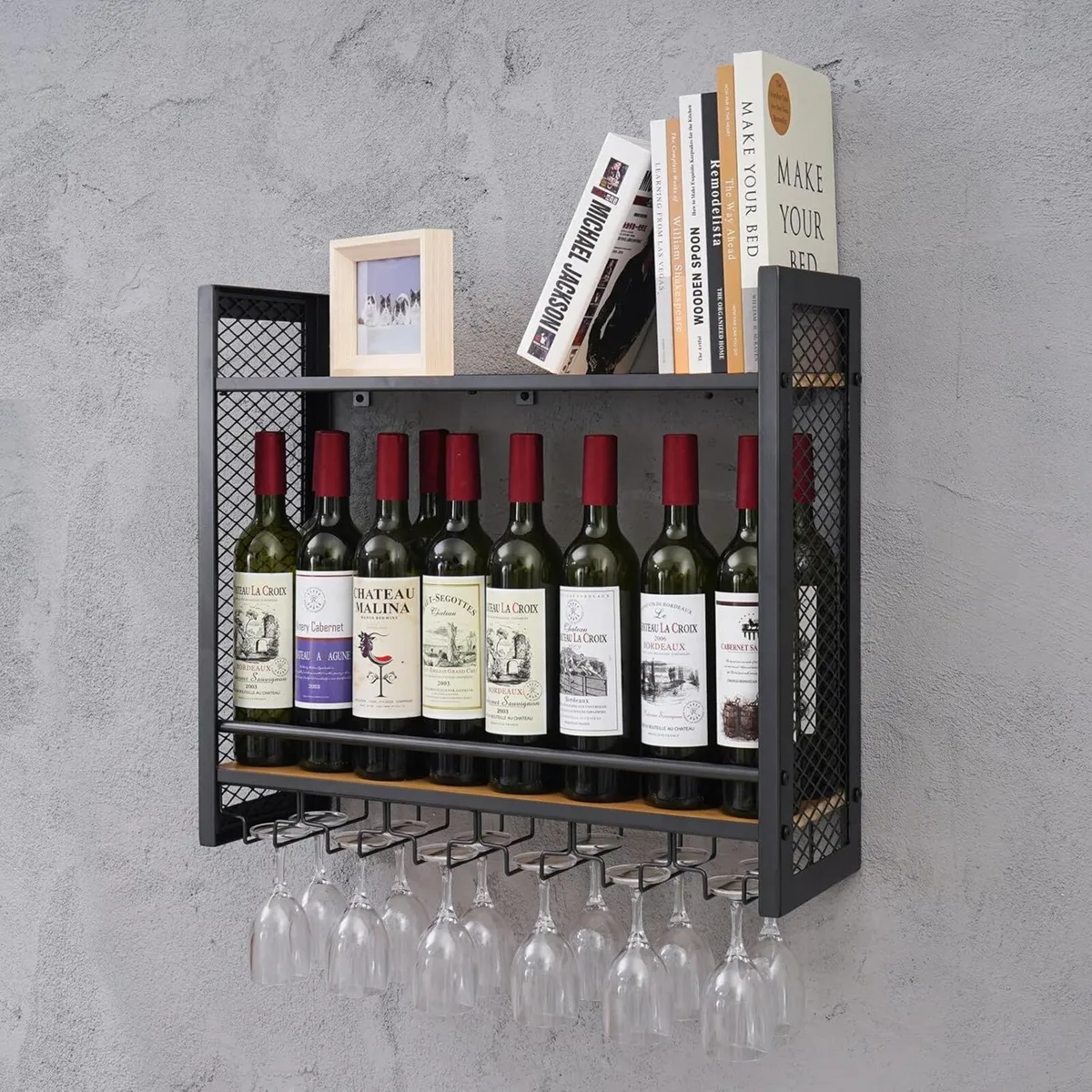 2-Tier New Improved Wall Mounted Wine Rack - Image 4