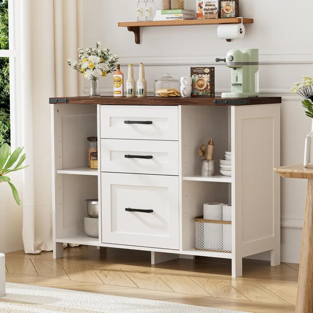 Sideboard Storage Cabinet Kitchen Cupboard with 3 - Image 2