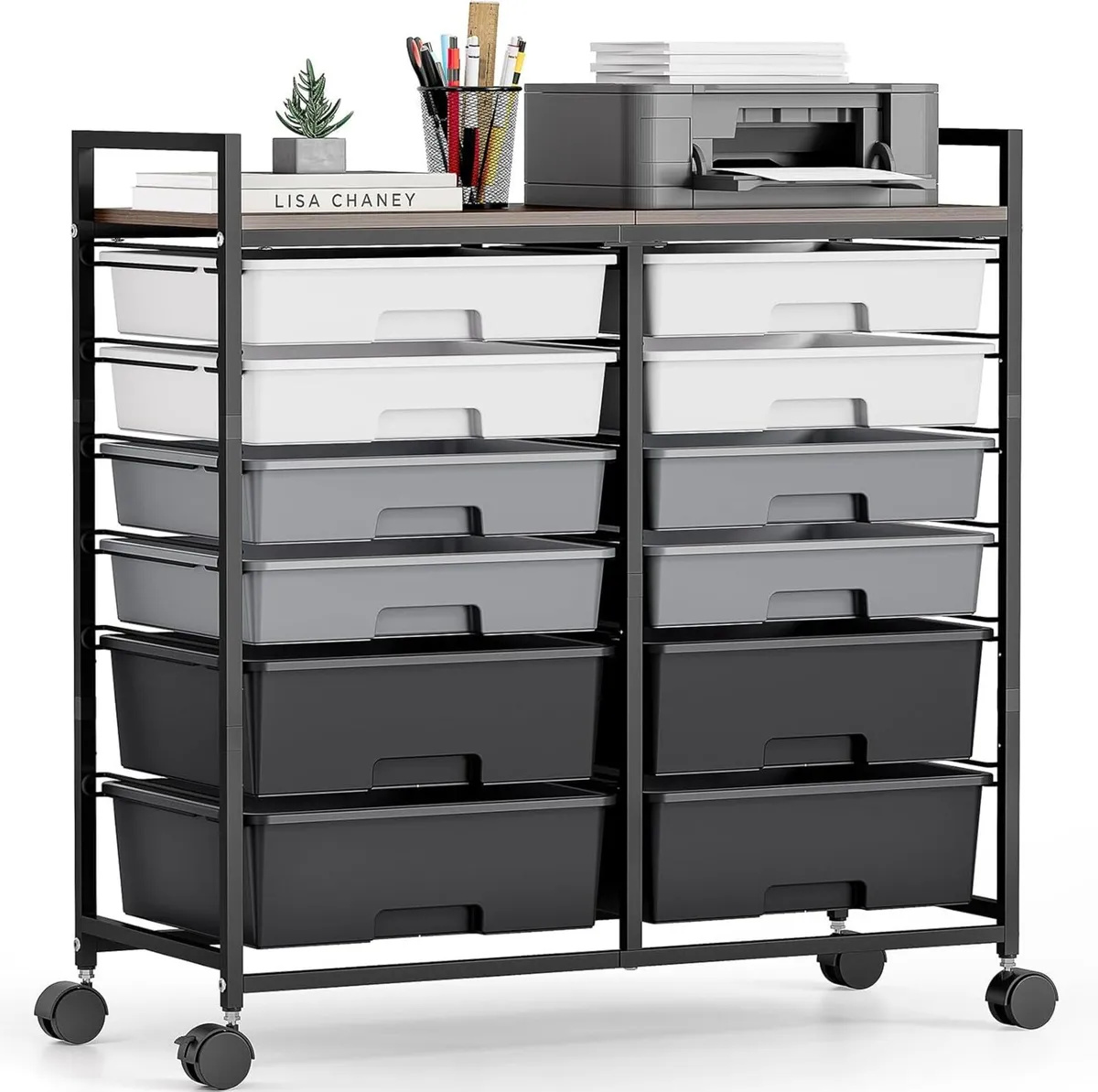 12-Drawer-Plastic-Rolling-Storage-Utility-Craft-Or - Image 1