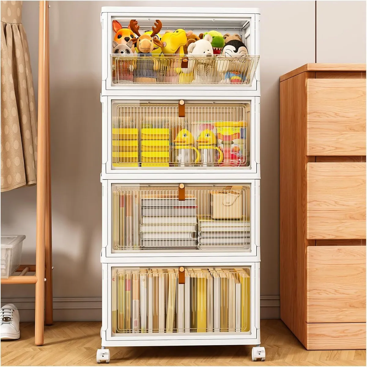 Storage Boxes with Lid 4-Tier Plastic Stackable 1 - Image 1