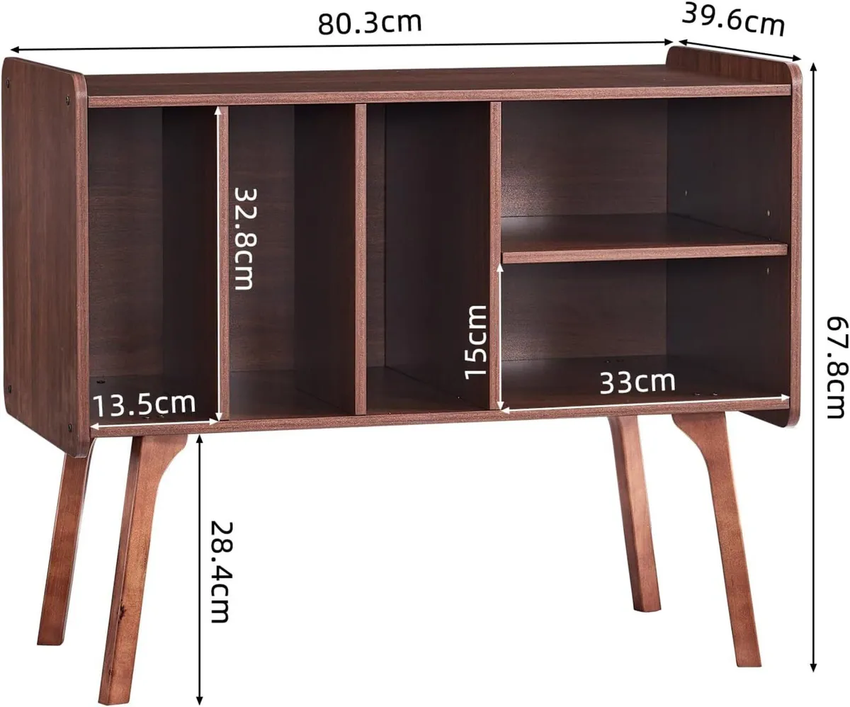 Walnut Record Player Stand with 4 Cabinet Holds - Image 3