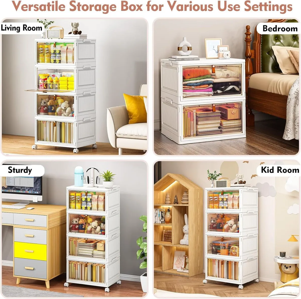 Storage Boxes with Lid 4-Tier Plastic Stackable 1 - Image 4