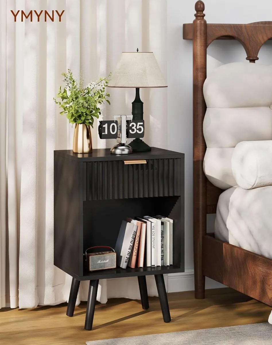 Mid Century Modern Nightstand Set of 2 Side Table - Image 2