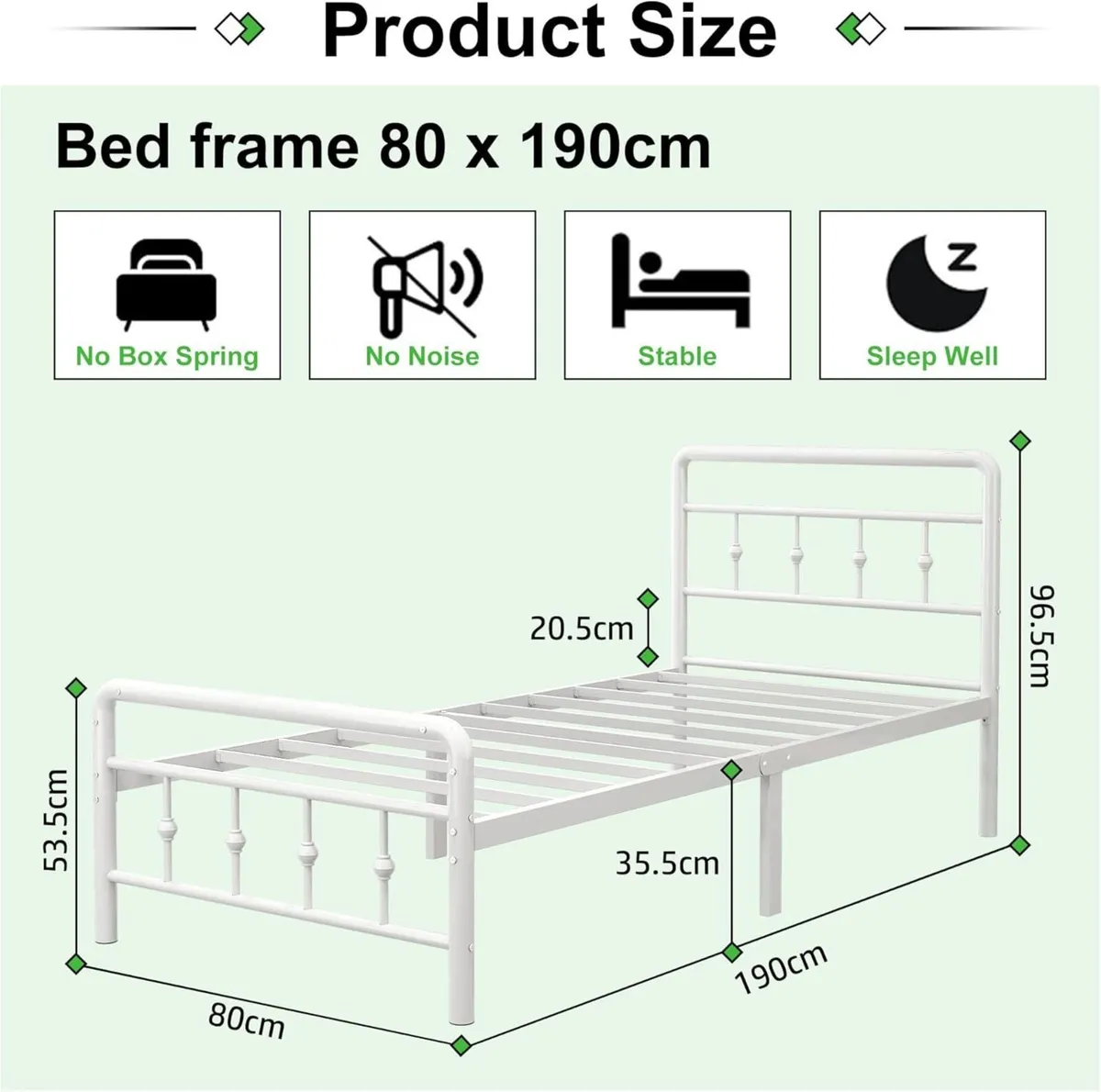 Metal Bed Frame with Victorian Headboard and - Image 2