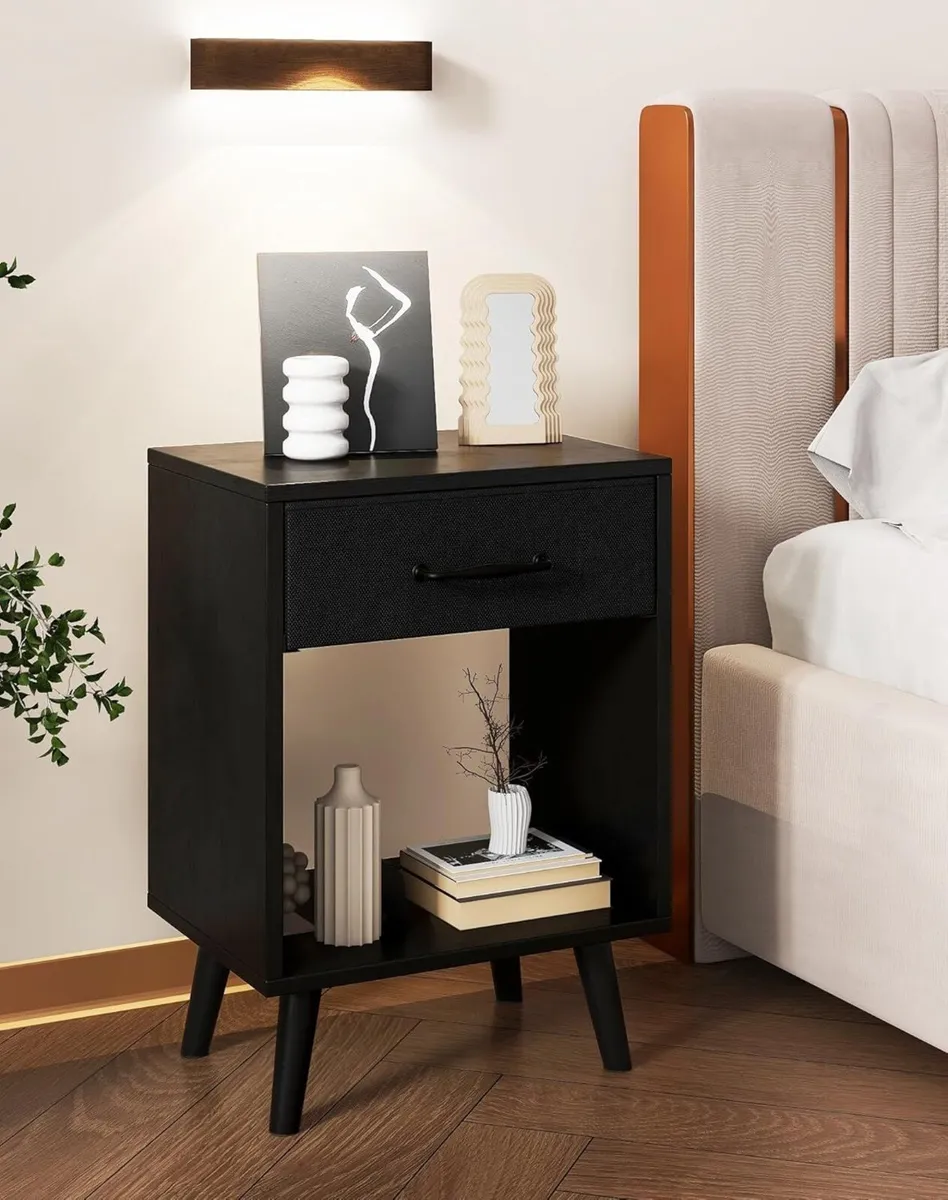 Nightstand Set of 2 Bedside Table Side with - Image 2
