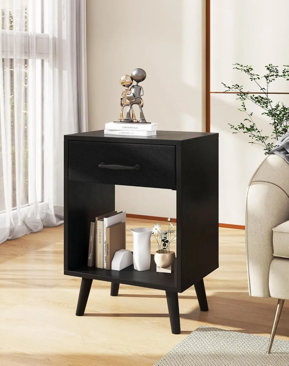 Nightstand Set of 2 Bedside Table Side with - Image 4
