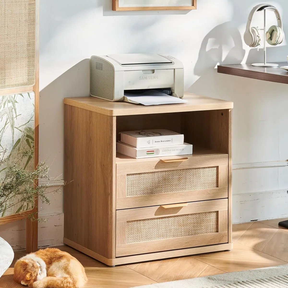 23 Wide Rattan Nightstands Boho Night Stand with - Image 3