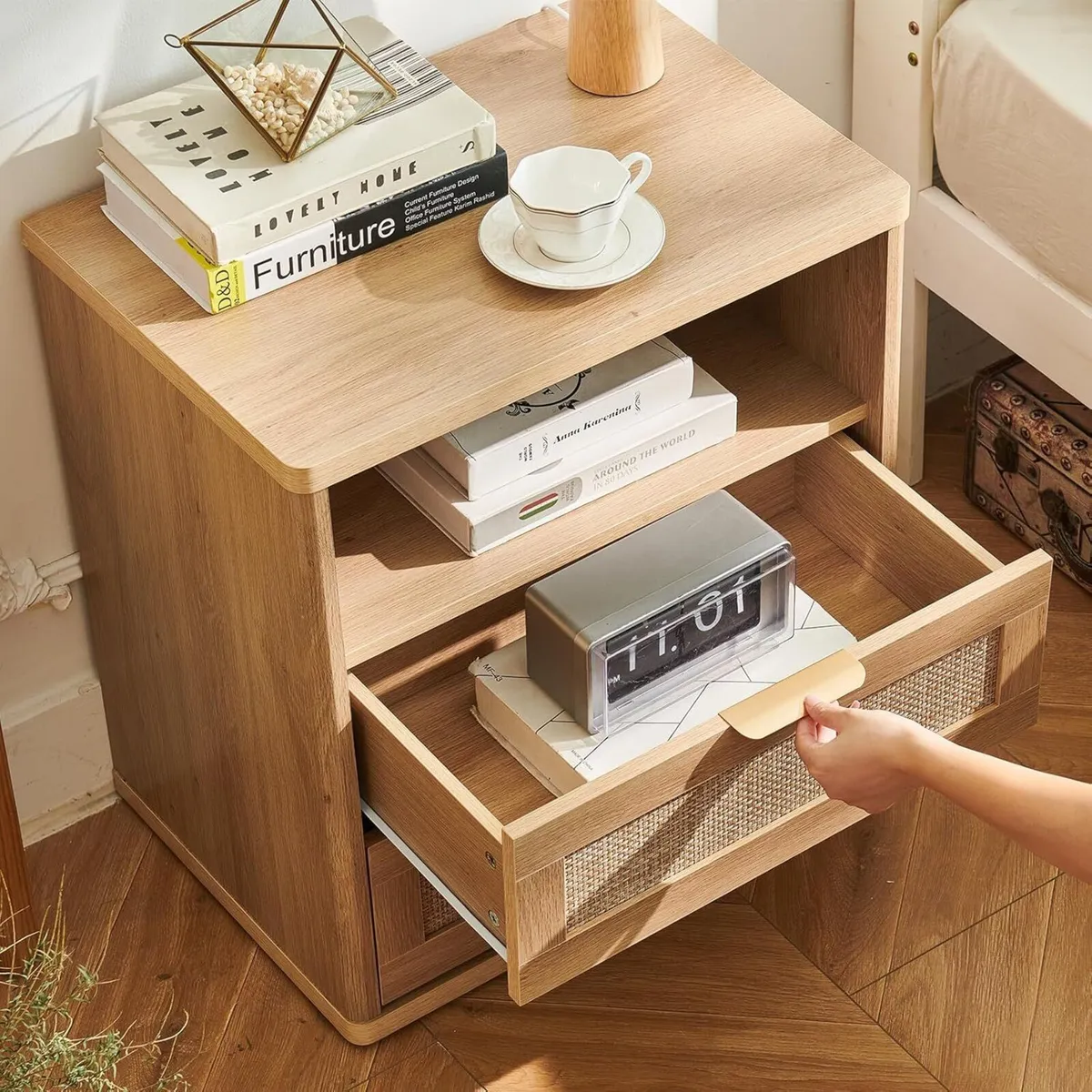 23 Wide Rattan Nightstands Boho Night Stand with - Image 4