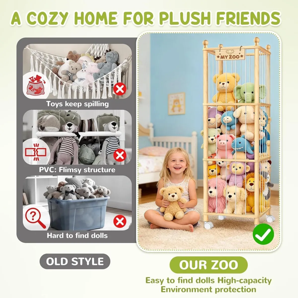 Stuffed Animal Storage Organizer Large Wooden - Image 3