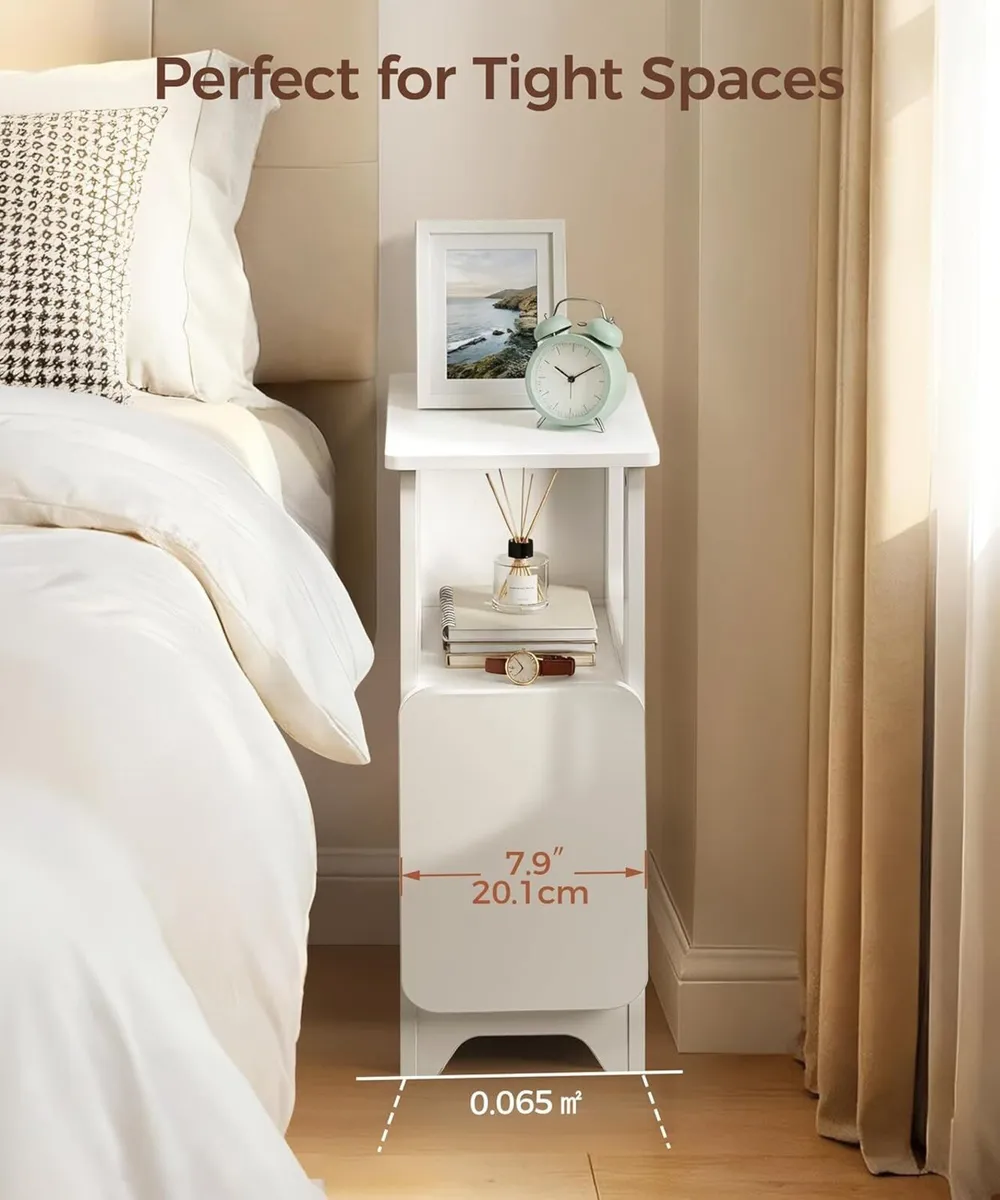 Small Bedside Table Set of 2 Night Stand Slim - Image 4