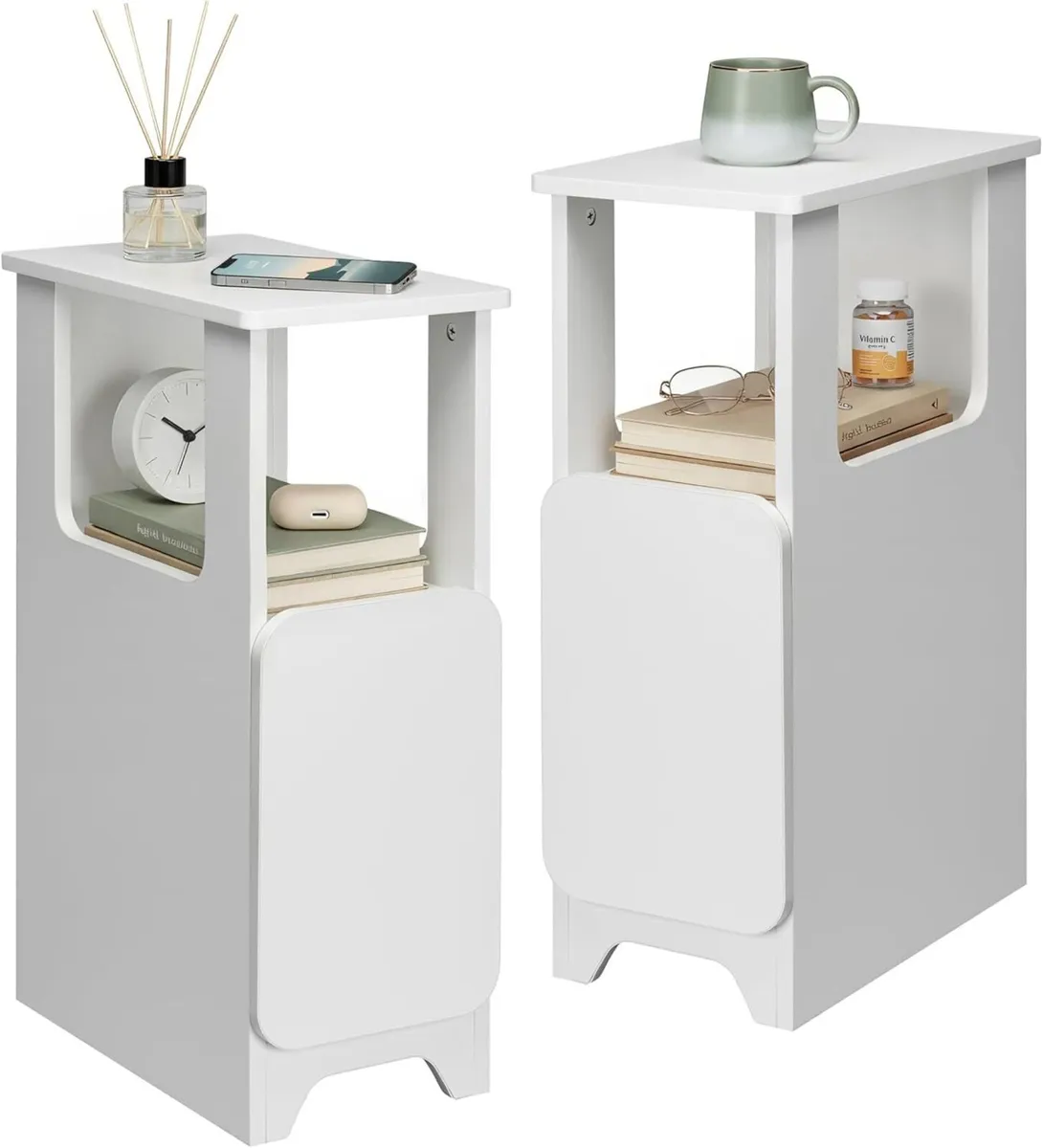 Small Bedside Table Set of 2 Night Stand Slim - Image 1