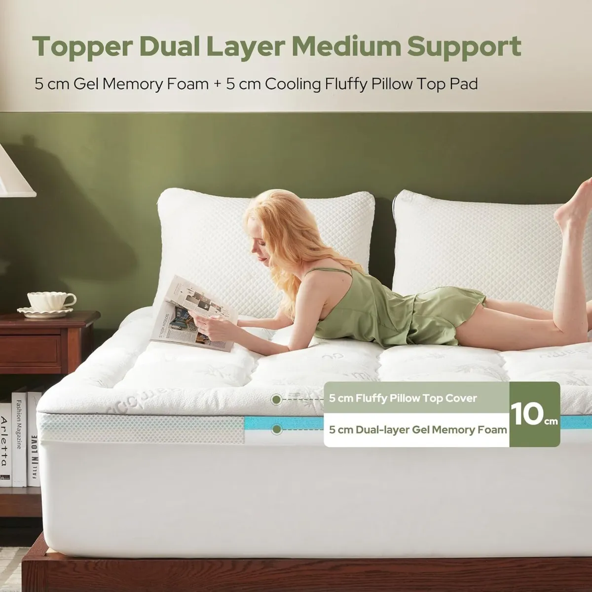Mattress Topper Double Bed 2-in-1 Dual Layer - Image 2