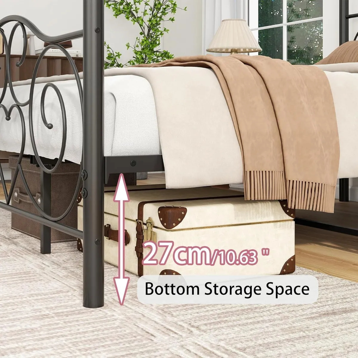 Double Canopy Bed Frame Platform 135x190cm Size - Image 4