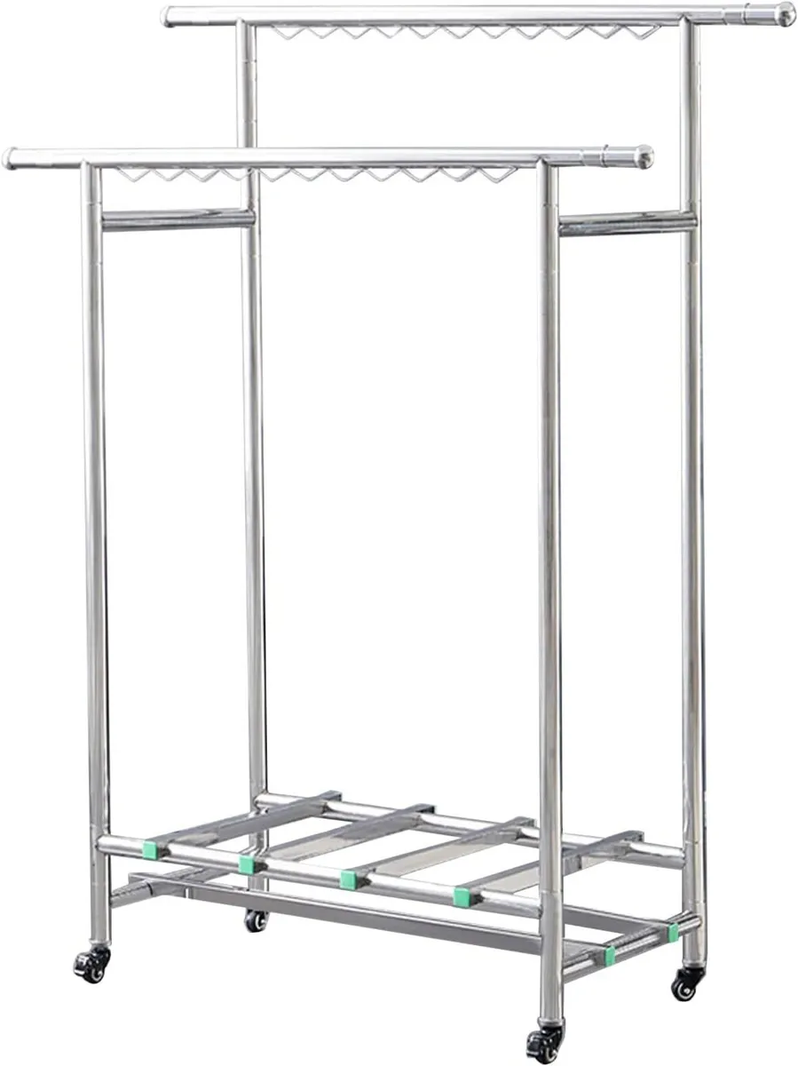Double Rail Clothing Rack Heavy Duty on Wheels - Image 2