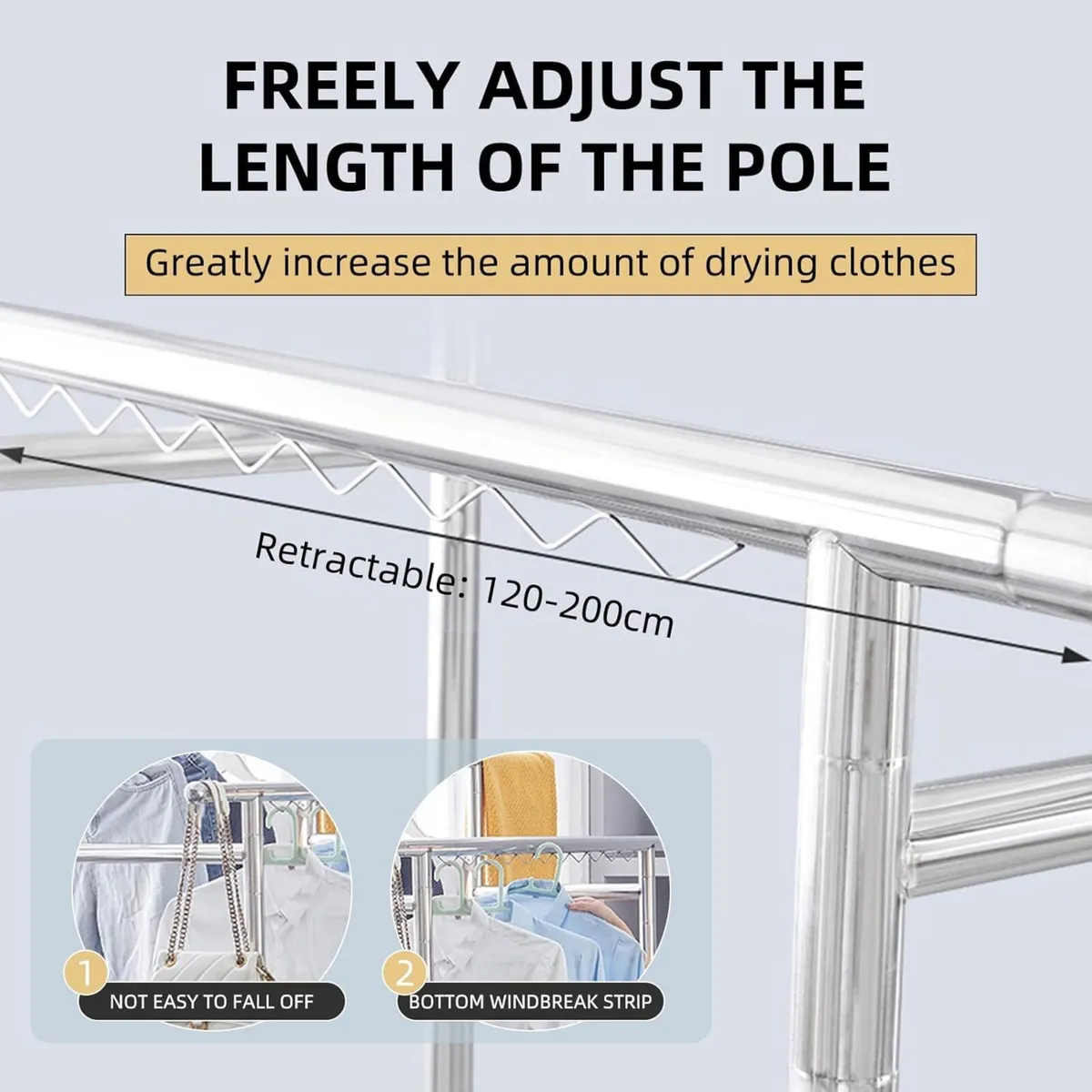 Double Rail Clothing Rack Heavy Duty on Wheels - Image 4